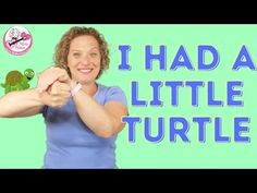 a woman in blue shirt holding up a turtle with the words i had a little turtle