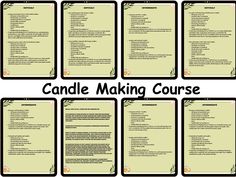 the candle making course is shown in black and white, with eight different images on each page