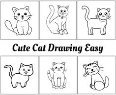 cute cat drawing easy step by step instructions for kids to learn how to draw cats