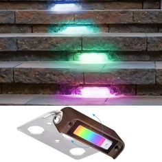 an image of some stairs with lights on them and the steps are made out of bricks