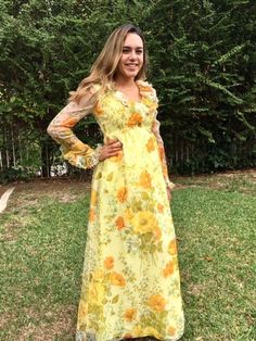 Long chiffon dress, 1960s, yellow, maxi dress, formal, yellow flowers, 11, 4,6,Formal dress Yellow Chiffon Floor-length Maxi Dress, Fitted Yellow Chiffon Maxi Dress, Yellow Floral Print Maxi Dress For Wedding, Yellow Chiffon Maxi Dress For Evening, Yellow Chiffon Evening Maxi Dress, Vintage Floral Print Maxi Dress For Party, Retro Maxi Dress For Wedding, Yellow Floral Print Chiffon Maxi Dress, Formal Yellow Maxi Dress