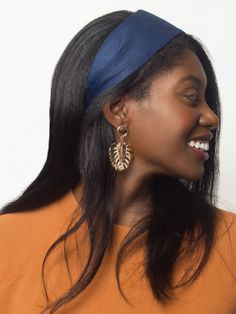 Navy Blue Head Wrap Headband | Hair Accessories | Loza Tam Cotton Headband, Satin Color