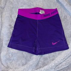 -Nwot -Purple With Pinkish Band -Drifit Purple Nike Pros, Sporty Purple Athletic Shorts With Built-in Shorts, Purple Sportswear Shorts With Built-in Liner, Purple Athletic Shorts With Built-in Shorts For Gym, Purple Sportswear Bottoms With Built-in Shorts, Purple Activewear Shorts For Gym, Fitted Purple Athletic Shorts For Gym, Purple Stretch Athletic Shorts, Purple Stretch Activewear Shorts