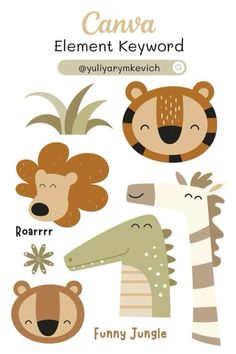 an animal themed poster with the words canna, element keyword and roarr