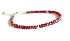 Gold ruby bracelet, July birthstone, Valentine's day, gift for her, precious gemstone jewelry Adjustable Ruby Bracelets Gift, Elegant Ruby Gemstone Beads Bracelets, Elegant Red Bracelets For Everyday, Elegant Red Casual Bracelets, Gift Ruby Gemstone Beaded Bracelets, Ruby Beaded Bracelets With Gemstone Beads As Gift, Adjustable Ruby Gemstone Bracelet, Red Gemstone Bracelets As Gift, Red Rondelle Jewelry For Gifts