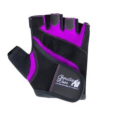 a pair of purple and black gym gloves