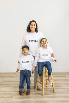 Personalized Family Sweatshirt, Custom Family Name Sweater, Custom Family Gifts, Family Trip Crew Neck, Family Love Sweat, Family Together 🌾Welcome to "Boutique Grace Sweatshirt & Hoodie store"... I will be presenting sweatshirts and hoodies, which are indispensable for your autumn and winter days, with special and different designs in my store.🌾 🌾Product Features ✔️Gildan® Heavy Blend™ Unisex Sweatshirt  ✔️50% Cotton / 50% Polyester ✔️Preshrunk fleece knit ✔️Classic Fit ✔️ Air jet yarns = so Family Matching Long Sleeve Sweatshirt With Name Print, Family Matching Long Sleeve Sweatshirt, Family Cotton Sweatshirt With Letter Print, White Relaxed Fit Sweatshirt For Family Matching, Family Matching Long Sleeve T-shirt With Text Print, Family Matching Long Sleeve Text Print T-shirt, Family Matching Long Sleeve Letter Print Tops, Family Matching White Long Sleeve Sweatshirt, White Long Sleeve Sweatshirt For Family Matching