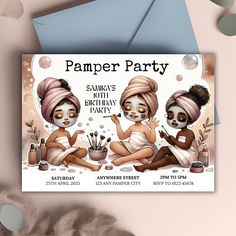 🌸 Pamper Party Invitation Template: A Relaxing Spa Get-Together 🌸 Hey there! 🌿 Are you ready for some pampering magic? Our digital birthday invitation template is all about self-care, friendship, and good vibes.  🎨 Customize with Ease: No stress here! Use Canva to tweak the backdrop, fonts, colors, and text. Make it uniquely yours--it's like giving your invitation a spa makeover. 🌼 Personalized and Memorable: Whether you print it at home, take it to a local shop, or send it digitally, your Adult Spa Party Invitations, Spa Birthday Invites Free Printable, Spa Party Invites For Kids, Spa Birthday Party Invitations Printable, Blank Spa Party Invitations, Spa Party Invitations, Pamper Days, Mini Spa, Pamper Party