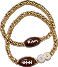 Football Bracelet, Gold Beads, Beaded Bracelets, Ships, Football, Collage, Bracelet, Beads, Gold