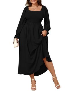 PRICES MAY VARY. Material: Plus Size Dress Is Crafted From Soft Fabric That Feels Gentle And Breathable Against Your Skin, Perfect For Spring Fall And Winter. XL(US 16-18), 2XL(US 18-20), 3XL(US 22-24), 4XL(US 26) Feature: Plus Size Maxi Dress / Dresses For Women 2024 / Plus Size Dresses for Curvy Women / Long Sleeve Dress / Square Neck Long Dress For Women / Smocked Dresses / High Waist A-Line Dress / Flowy Boho Dress For Women / Swing Dress For Women / Fit And Flared Dress For Women / Elastic Wedding Guest Dress Fall November, Best Dresses For Curvy Women, Fall Color Dresses For Wedding Guest, Modest Amazon Dresses, Wedding Guest Looks Plus Size, Fall Wedding Guest Dress Plus Size, Long Black Dress Plus Size, Fall Dresses To Wear To A Wedding, Plus Size Flowy Dress