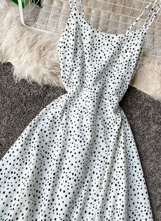 Cute A line polka dot dress summer dress 042 Fabric: blended Color: champagne, black, red, white Size(cm): S, M, L S length 112 bust 80 waist 68 M length 113 bust 84 waist 72 L length 114 bust 90 waist 76 White A-line Sundress For Party, Polka Dot Mini Sundress For Summer, Chic A-line Polka Dot Dress, Chic Polka Dot Mini Dress For Summer, Fitted Polka Dot Dress With Spaghetti Straps, Spring A-line Polka Dot Midi Dress, Polka Dot A-line Mini Dress For Summer, Polka Dot A-line Spring Midi Dress, Polka Dot A-line Midi Dress For Spring