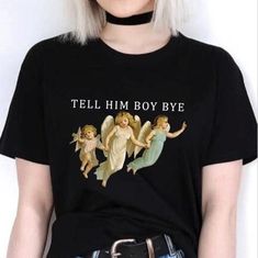 Tell Him Boy Bye T-Shirt👼🏻 High-quality classic cut unisex T-shirt designed by us and printed in China. Print is crisp and colourful. Free shipping worldwide. 👕 PRODUCT DETAILS 👕 Crew neck Unisex Fit 100% High-quality Cotton Printed in China 📏 SIZING 📏 See size table in gallery for exact measurements. 🌍 SHIPPING AND DELIVERY 🌍 We aim to process all orders as fast as possible and ship them within 1-2 days. However, during sales or busy periods please allow up to 5 days for processing. All Aesthetic Crew Neck T-shirt With Screen Print, Aesthetic Short Sleeve Tops With Letter Print, Aesthetic Graphic Print Tops For Summer, Aesthetic Summer Tops With Letter Print, Aesthetic Letter Print Summer Tops, Aesthetic Letter Print Tops For Streetwear, Aesthetic Letter Print Streetwear Tops, Aesthetic Crew Neck Top With Graphic Print, Aesthetic Crew Neck T-shirt With Graphic Print