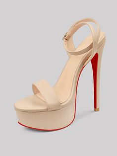 150mm Women's Open Toe Platform Ankle Strap High Heel Matte Sandals Red Bottom Shoes High Heel Sandals Platform, Red Bottom Heels, Red Bottom Shoes, Strappy High Heels Sandals, Ankle Strap High Heels, Red Bottom, Red Sole, Red Bottoms, Comfort Wear