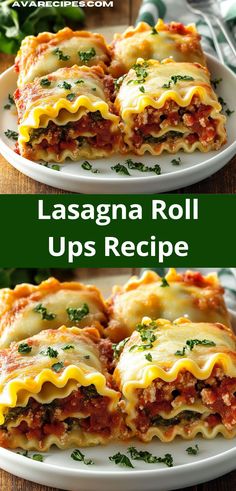 lasagna roll ups recipe on a white plate