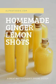 homemade ginger lemon shots with text overlay