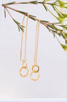 "Threader Earrings ~ 18k Gold Vermeil Earrings ~ Circle ~ Geometric ~Dangle Earrings ~ Handmade ~ Jewelry ~ Gift for her 》D E T A I L S《 ✦ M E T A L : Gold Vermeil (Gold Plated over Sterling Silver) 》✦ S A V E * B U Y * M O R E ✦《 Use the code \"MARESIA2\" and get 10% OFF when you buy 2 items. Use the code \"MARESIA3\" and get 15% OFF when you buy 3 or more items. 》 P A C K A G I N G 《 Your jewelry will be nicely packaged. If one or more items are gifts, please leave us a note at checkout and we Earrings Circle, Black Onyx Earrings, Personalized Bridesmaid Gifts, Festival Jewelry, Onyx Earrings, Handmade Jewelry Gift, Silver Art, Threader Earrings, 925 Sterling Silver Earrings