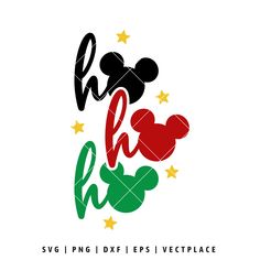 mickey mouse svg file with the word love in red, green and yellow