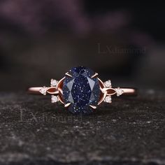 Item description ✦ Handmade, high-quality item! ✦ Material: 925 sterling silver, Solid 10k/14K/18K GOLD (can be made in white/rose/yellow gold) Engagement ring ✦ Center stone: Lab Blue Sandstone ✦ Size/Weight: 6x8mm Oval Cut ✦ Side stones: Round Cut Moissanites or Diamonds Any ring size can be made,if the ring size is not in the option list ,contact me. As it is handmade,it needs 3-4 weeks to finish and then be shipped by usps or DHL. Return policy: We offer 30 days return policy. For any reason, if you are not completely satisfied with your order, you may return it for a refund.  Buyer is responsible for the handcraft fee (15%-30% of the total price) and the return shipping cost. Sapphire Diamond Oval Cabochon Jewelry, Blue 14k Gold Oval Cabochon Jewelry, Sapphire Diamond Jewelry In Oval Cabochon Shape, Oval Sapphire Ring With Gemstone Accents For Anniversary, Luxury Sapphire Oval Jewelry, Wedding Sapphire Ring Oval Cabochon, Exquisite Oval Blue Sapphire Ring, Exquisite Blue Oval Sapphire Ring, Luxury Blue Marquise Jewelry