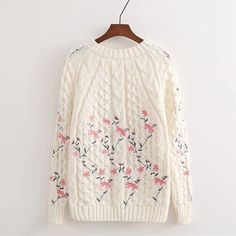 Mode Harajuku, Harajuku Women, Embroidery Sweater, Floral Outfit, Long Sleeve Knit Sweaters, Poncho Sweater, Pullover Sweater Women, Long Sleeve Knit Tops, Women Sleeve