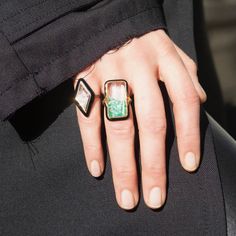 Emerald Shaker Enamel Cocktail Ring in 18k gold - Moritz Glik Loose Emeralds, Bold Rings, Ring Emerald, Enamel Ring, Fabulous Jewelry, Gold Hands, Sapphire Jewelry, City Style, October Birth Stone