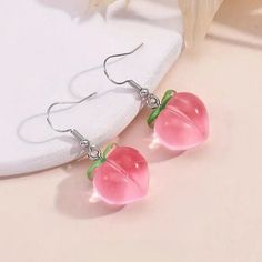 Item: 1 Pair Of Cute Kawaii Peach Earrings. Color: Pink/Green Material: Acrylic Length: 1.38" Brand: Yumibuni Condition:New This Item Will Ship Quickly From A Smoke-Free Environment. Kawaii Peach, Peach Earrings, Kawaii Earrings, Kids Accessories Jewelry, Girl Jewelry, Green Material, Pink Peach, Cute Kawaii, Earrings Color