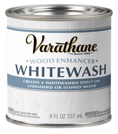 a can of wood enhancer whitewash on a white background with the words varathane