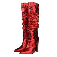 Stone Pattern Thick High Heel Long Boots Plus Size 45 Pointed Toe Women's Red Knee High Boots For Party Dress 34 Glamorous Pointed Toe Knee-high Boots For Night Out, Red High Heel Winter Boots, Fall Red High Heel Mid-calf Boots, Glamorous Fall Knee-high Boots With Pointed Toe, Red High Heel Mid-calf Boots For Fall, Glamorous Party Knee-high Boots With Pointed Toe, Red High Ankle Mid-calf Boots For Winter, Glamorous Knee-high Boots With Pointed Toe For Party, Glamorous Pointed Toe Knee-high Boots For Party