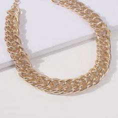 Length: 21-50cm Gold Alloy Chain Necklace, Party Chain Choker Necklace, Elegant Link Chain Choker, Party Choker Chain Necklace, Trendy Metal Curb Chain Jewelry, Trendy Silver Chain Choker For Party, Chic Silver Chain Choker Necklace, Trendy Metal Chain Bracelet With Curb Chain, Adjustable Chain Choker Necklace For Party