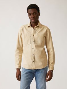 Men's Brooklyn Industries Overshirt in Silver Birch - BROOKLYN INDUSTRIES Everyday Washed Shacket, Beige Relaxed Fit Shacket With Button Closure, Beige Cotton Shirt With Button Closure, Beige Cotton Shacket With Buttoned Pockets, Beige Cotton Shirt For Fall, Beige Cotton Collared Shacket, Neutral Cotton Button-up Tops, Beige Cotton Shirt With Buttoned Pockets, Collared Cotton Shacket With Welt Pockets