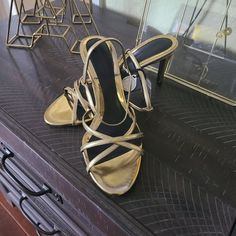 Zara Strappy Sandals Strappy Sandals With 4-inch Heel For Summer, Gold Synthetic Sandals With 4-inch Heel, Strappy Slingback Sandals With 4-inch Heel For Summer, Gold Open Toe Slingback Sandals With 4-inch Heel, Gold Strappy Sandals With Heel Strap, Chic Gold Slingback Sandals For Spring, Strappy Slingback Sandals For Spring Party, Gold Slingback Sandals For Spring Party, Gold Strappy Slingback Sandals For Party