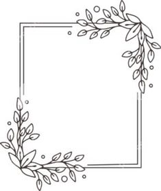 a square frame with leaves and bubbles in the middle, on top of a white background