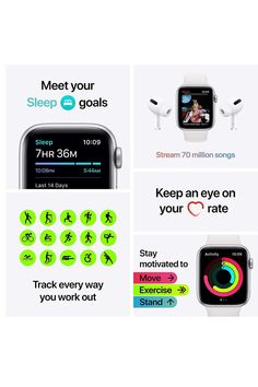 an advertisement for the apple watch series showing different ways to track and sleep on their wristbands