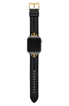 The iconic Tory Burch logo adds branded appeal to a sophisticated leather strap that will elegantly frame your Apple Watch. Apple Watch not included Fits 38/40/41/42/44/45mm Apple Watch Compatible with Series 1–9 Apple Watch 20mm band width Buckle closure Leather Imported Watch Bands, Apple Watch, Tory Burch, Leather Straps, Nordstrom, Buckle, Band, Frame, Leather