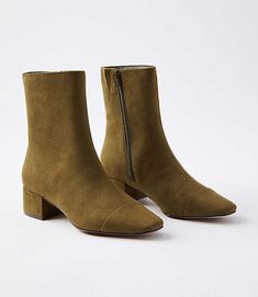 Put some chic in your step with these cap-toed booties, a city-cool staple with polished appeal. Padded footbed for comfort. 1 3/4" heel.,Imported:Imported Loft Cap Toe Booties Size 6 1/2 Olive Women's by Loft Size Regular - 6 1/2 Olive Women's Boots, Footwear Winter Office Shoes Women, Shoes For Winter 2024, Casual Winter Shoes Women, Fall Suede Cap Toe Boots, Chic Closed Toe Mid-calf Boots For Fall, Trendy Fitted Mid-calf Closed Toe Boots, 2024 Boots Trend, Fall Shoes 2024 Women, Casual Brown High Ankle Mid-calf Boots