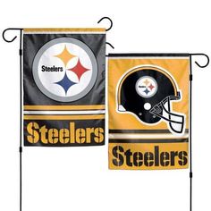 Pittsburgh Steelers Garden Flag 2 Sided NFL Double Logo 08381017 Office Cube, Steeler Nation, Steelers Fan, Garden Area, Custom Flags, Nfl Fans, House Flags, Fan Gear, Pittsburgh Steelers