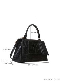 BagForLove - Crocodile Textured Square Flap Bag Product Description Color Black Type Square Bag Bag Size Medium Strap Type Top Handle Pattern Type Crocodile Print Style Elegant Closure Type Flap Features Lightweight Coating 100% Polyurethane Composition 100% Polyurethane Material PU Leather Size Chart INCH CM Strap Length Bag Length Bag Width Bag Height Handle Height 47.2 inch 9.8 inch 3.7 inch 5.9 inch 3.5 inch Strap Length Bag Length Bag Width Bag Height Handle Height 120 cm 25 cm 9.5 cm 15 cm Crocodile Print, Embroidered Bag, Print Style, Bird In Bag, Bag Bag, Square Bag, Style Elegant, Flap Bag, White Bag