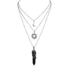 PRICES MAY VARY. GOTHIC GOTH GRUNGE LAYERED SUN MOON CRYSTAL NECKLACE:Our Goth Layered Sun Moon Crystal necklaces go with most everyday outfits and look great with boho and punk clothing and can be used as a Halloween or Valentine's Day costume. MATERIALS: Meticulously crafted from high-quality zinc alloy. Package includes 3 pieces separate necklaces SIZE & LENGTH: Moon pendant size is 0.23 inches in width x 0.6 inches in length, Sun Pendant size is 0.98 inches in diameter, The Black Crystal Pen Silver Necklace Sets, Grunge Necklaces Layered, Moon And Saturn Necklace, Fairy Grunge Necklace, Grunge Necklaces, Moon Sun Star, Alt Accessories, Gothic Necklaces, New Year Jewelry