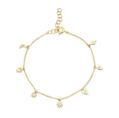 "This dainty yet sturdy charming charm bracelet is the perfect bracelet to layer with other bracelets or just to wear by itself. * 14K Yellow Gold * Approx. Diamond Weight: 0.07cts * Adjustable length: 6\"-7\" *Necklace also available: https://www.etsy.com/listing/510314824/14k-gold-tiny-charm-necklace Upgrades for FedEx/UPS guaranteed 2-day delivery are available and can be selected prior to checkout without separate invoicing. It is generally not an issue, but the USPS cannot guarantee deliver Dainty Jewelry With Removable Charms, Dainty Charm Bracelets For Anniversary, Dainty Charms Bracelet For Anniversary, Dangle Charms Bracelets For Anniversary, Elegant Everyday Bracelets With Dangling Charms, Dainty Everyday Bracelets With Charms, Dainty Everyday Bracelet With Charms, Elegant Charm Bracelet With Removable Charms, Elegant Everyday Charm Bracelet With Removable Charms