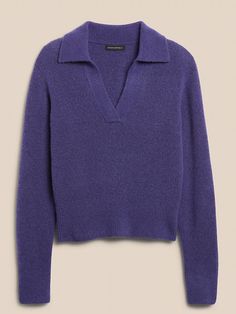 Wool-Blend Sweater Polo | Banana Republic Sweater Polo, Johnny Collar, Very Peri, Purple Daisy, Warm Sweater, Polo Sweater, Banana Republic Women, Collar Sweater, Warm Sweaters