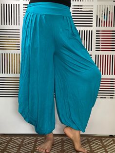 "Yoga Pant Low Cut Harem Pants Cotton made from 100% Rayon, yoga pants, comfortable lady for yoga lover - Free-size for Yoga Love, Sporty Girl - Condition: Brand new without tags. 100% Rayon- Made in Thailand Approx. Measurement: Waist: 30\"- 42\" Hip 46\" Length: 37\" Ankel 9\"-13\" ♥ PAYMENT We accept payments via PayPal only. ♥ Shipping : - All items will be shipped within 1 business day after received payment. We ship items via DHL Express. ♥ Delivery Time : USA only 2 business days Canada: Long Yoga Pants For Relaxation, Comfortable Harem Pants For Relaxation, Solid Yoga Pants With Elastic Waistband For Relaxation, Comfortable Yoga Pants With Loosely Fitted Hips For Relaxation, Comfortable Stretch Wide Leg Yoga Pants, Casual Harem Parachute Pants For Yoga, Solid Color Wide Leg Yoga Pants For Relaxation, Solid Wide Leg Yoga Pants For Relaxation, Stretch Wide-leg Harem Pants For Relaxation