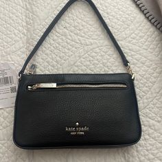 Brand New Never Used Credit Card Slots Inside Measurements On Picture Cute Handbag That Can Be Used As A Wristlet Of Shoulder Bag Pebble Leather Cute Handbag, Cute Wallets, Cute Polymer Clay, Cute Handbags, Kate Spade Purse, Shoulder Bag Black, Suitcases, Kate Spade Bag, Pebbled Leather