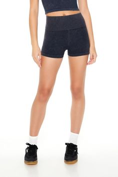 Pair of biker shorts featuring stretchy waistband, mid rise, and an allover seamless ribbed construction. | 96% nylon, 4% spandex | Machine wash cold | Model is 5'7" and wearing Small | Seamless Biker Shorts Stretch Seamless Mid-thigh Biker Shorts, Black Seamless Mid-thigh Biker Shorts, Compressive Seamless Biker Shorts, Seamless 4-way Stretch Sporty Biker Shorts, Black Micro-elastic Biker Shorts Mid-thigh Length, Biker Shorts, Mid Rise, Spandex, How To Wear