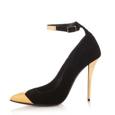 Elevate your style with these chic Black Gold ankle-strap heels. Featuring a pointed toe and stiletto heel design, these pumps exude sophistication and glamour for any special occasion. Color: Black and gold Heel Type: Stiletto heel Heel height: 4" / 100 mm approx Product measurements were taken using size 8. Please note that measurements may vary by size. Toe: Pointed toe Adjustable ankle strap design Metallic gold cap toe design Handcrafted US sizing. Fits true to size. Party Slingback Pumps With Contrasting Heel Counter, Party Slingback Pumps With Contrasting Heel, Chic Slingback Pumps With Contrasting Heel For Party, Chic 4-inch Heel Ankle Strap Heels, Chic Office Heels With Ankle Strap, Elegant Ankle Strap Heels With Contrasting Heel Counter, Party Ankle Strap Court Shoes With Sculpted Heel, Party Court Shoes With Ankle Strap And Contrasting Heel, Party Court Shoes With Ankle Strap And Sculpted Heel