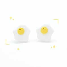 Egg Studs | Gudetama Studs - Pop Pastel Minimalist Surgical Steel Jewelry For Everyday, Everyday Minimalist Surgical Steel Jewelry, Hypoallergenic Minimalist Jewelry In Surgical Steel, Minimalist Hypoallergenic Surgical Steel Jewelry, Novelty Hypoallergenic White Jewelry, Novelty White Hypoallergenic Jewelry, Hypoallergenic Novelty White Jewelry, Hypoallergenic White Novelty Jewelry, Hypoallergenic Adjustable Surgical Steel Jewelry