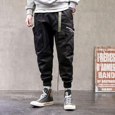 Green Cargo Pants Outfit Street Style, Jogger Fashion, Techwear Cargo Pants, Green Cargo Pants Outfit, Cheap Cargo Pants, Ninja Pants, Streetwear Trousers, Regular Fit Pants, Green Solid Color