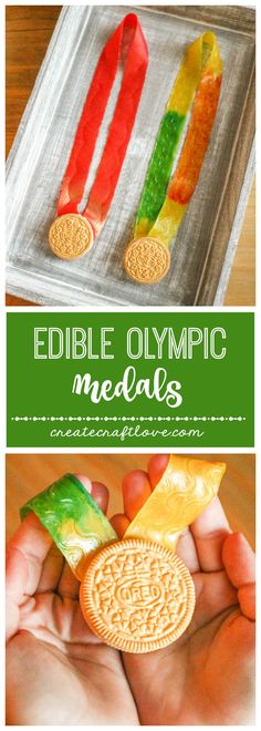 the edible olympic medals are being held in their hands