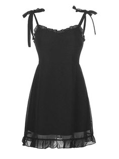 ⚡️Buy Frill Trim Tie Strap Mini Dress Black S under $28.00 in Dresses Online. Style: Casual, Sexy Color: Black Fabric Content: Polyester Fit Type: Slim fit Sleeve Length: Sleeveless Neckline: V Neck Length: Above Knee Design: Concealed Zip Fastening, Adjustable Shoulder Straps. ✓2022 NEW YEAR SALE | $10 OFF OVER $75 CODE: NY1 I $25 OFF OVER $125 CODE: NY2 | $35 OFF OVER $215 CODE: NY3✓Free Shipping on all orders over $69 USD.. Check reviews and order Frill Trim Tie Strap Mini Dress today. Dark Academia Gothic, E Girl Clothes, Gothic Mode, Gothic Dresses, Bow Fashion, Goth Dress, Dress Aesthetic, Mini Robes, Dress Stores Online