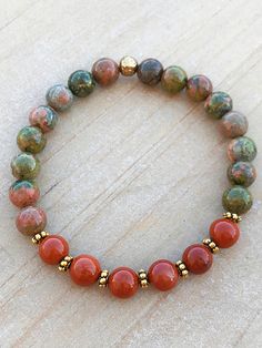 Unakite Bracelet Red Jasper Bracelet Jasper Bracelet Yoga Red Jasper Bracelet, Jasper Bracelet, Yoga Bracelet, Mala Bracelet, Healing Bracelets, Red Jasper, Beaded Necklace, Beaded Bracelets, Red