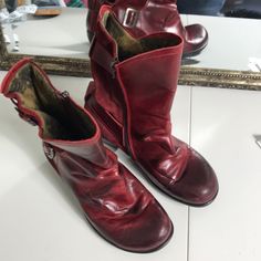 Reposhing This Item I Purchased From @Fitting_room. These Are Super Comfy And In Mint Condition They Rock! 1 3/4” Heel Great Distress Patina Distressed Boots, 90s Boots, Fly London Shoes, London Red, Fitting Room, London Shoes, Fly London, Vintage Boots, Fashion Board