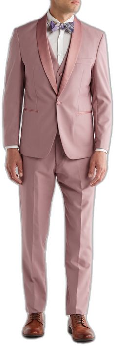 Pink Fitted Tuxedo Suit, Elegant Pink Slim Fit Suits, Fitted Pink Tuxedo Suit, Classic Pink Suit For Party, Pink Tailored Tuxedo, Pink Notch Lapel Fitted Tuxedo, Pink Fitted Tuxedo For Business, Elegant Pink Tuxedo For Semi-formal Occasions, Elegant Pink Semi-formal Tuxedo